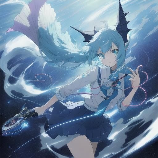 Vaporeon Anime Girl in Space School Uniform