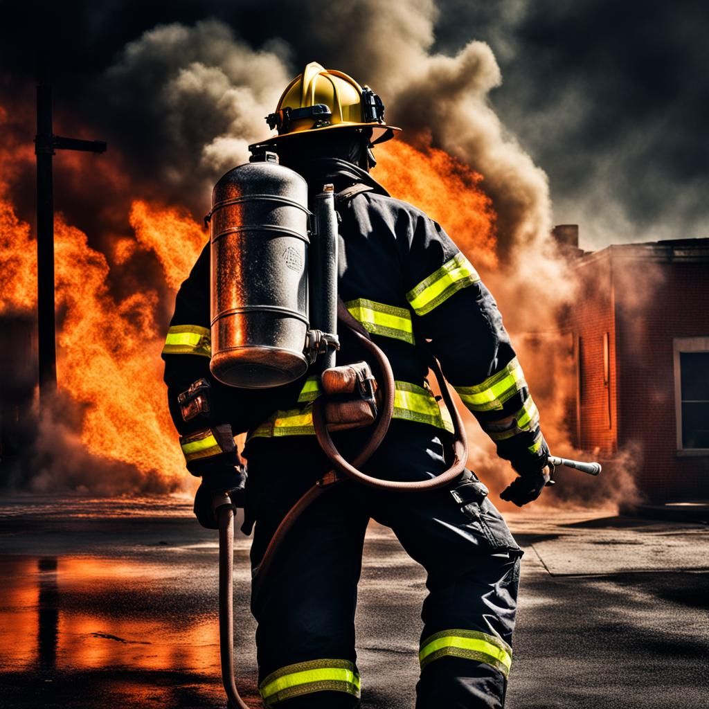 Hyperrealistic Firefighter in Cinematic Scene