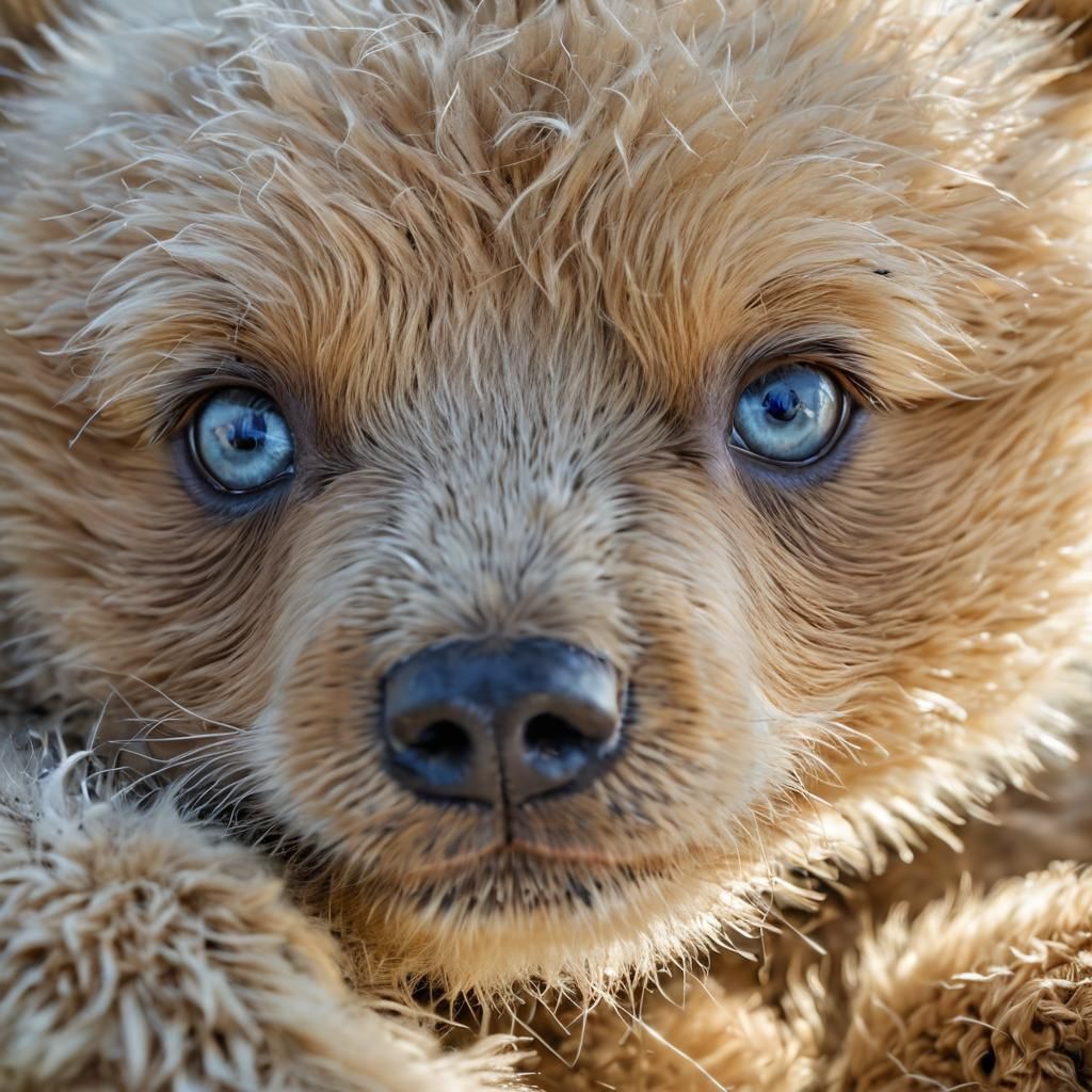 Newborn Bear Cub's Intense Blue Eyes