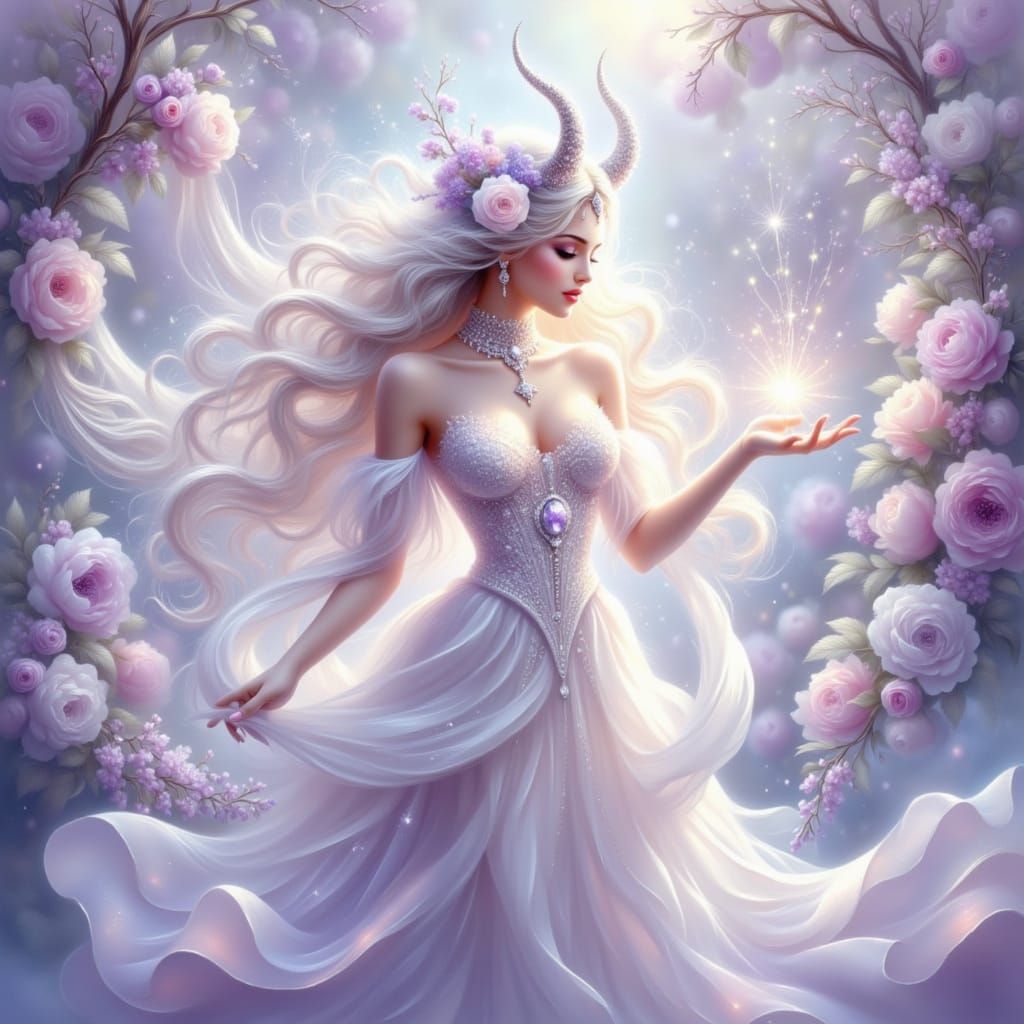 Anime Fantasy Art: Dragon Sorceress Casting Magic