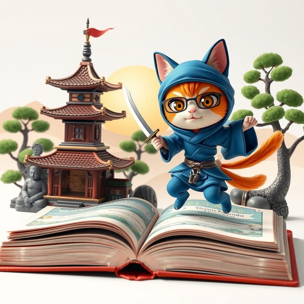 Japanese Palace Pop-Up Book with Ninja Boy
