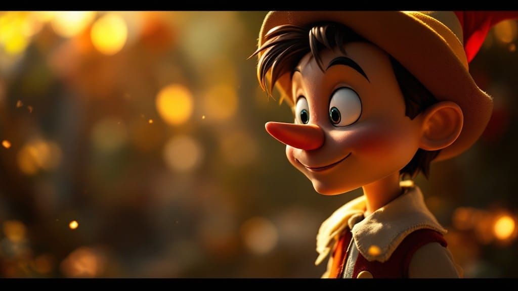 Photorealistic Pinocchio with Large Nose in 8K