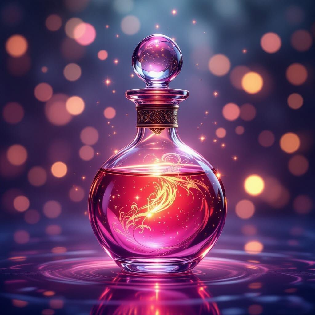Ethereal Love Potion in Glowing Vial, Fantasy Art