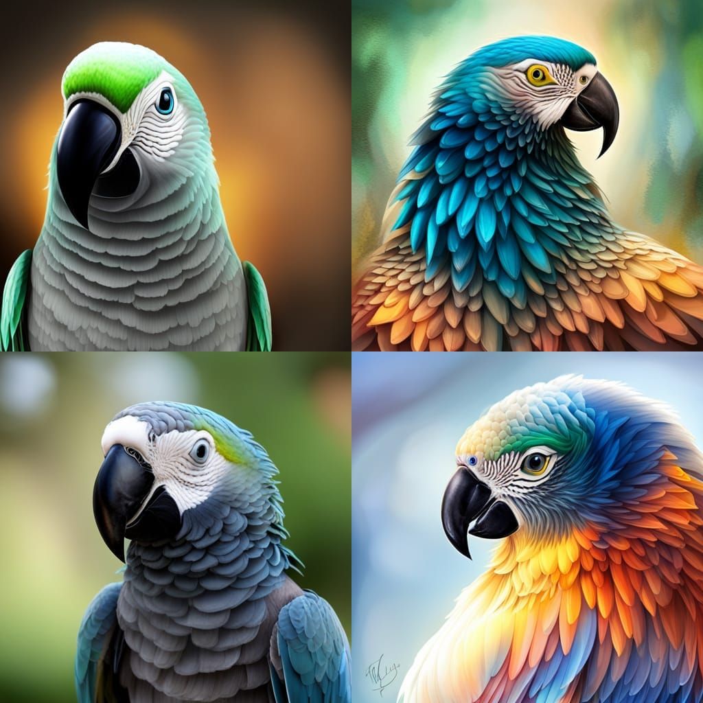 Mythical Blue-Eyed Macaw Parrot Portrait