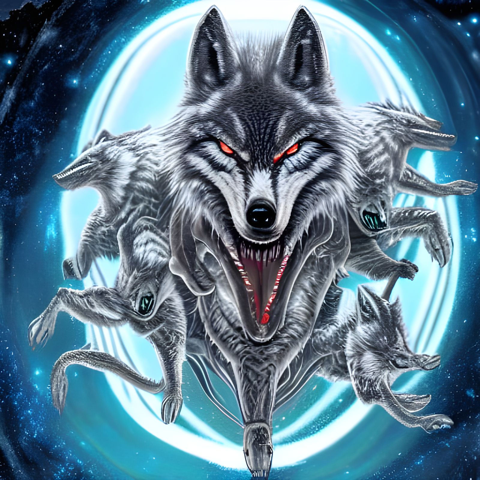 Astral Alien Wolves Attack on Snowy Planet