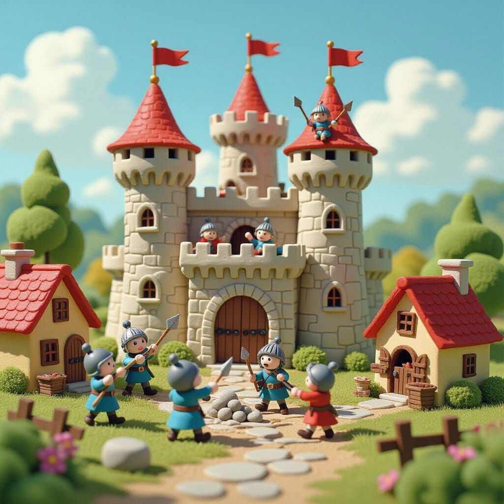 Clay Castle Under Siege by Dough Knights, Whimsical Art