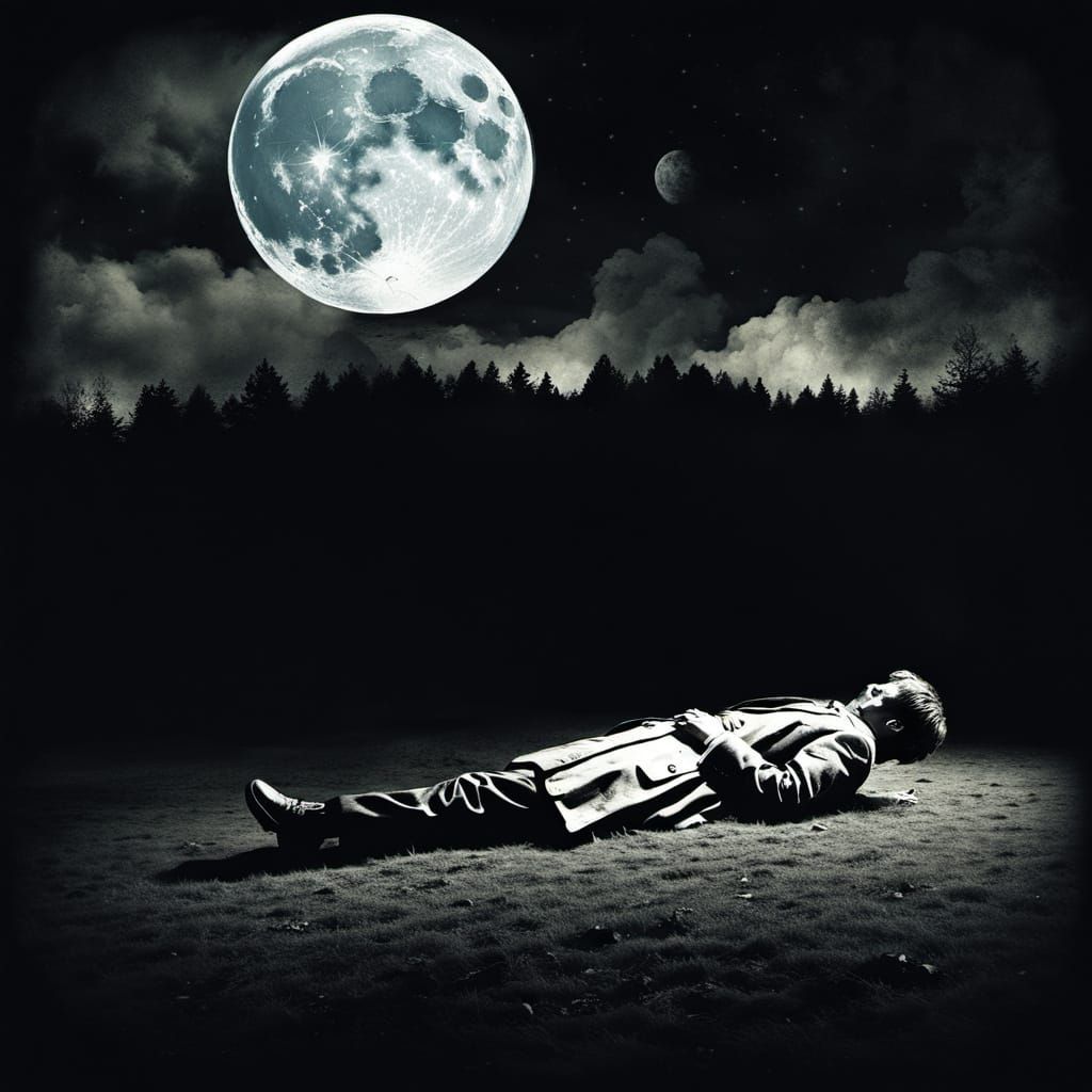 Android Detective Investigates Macabre Moonlit Murder Scene
