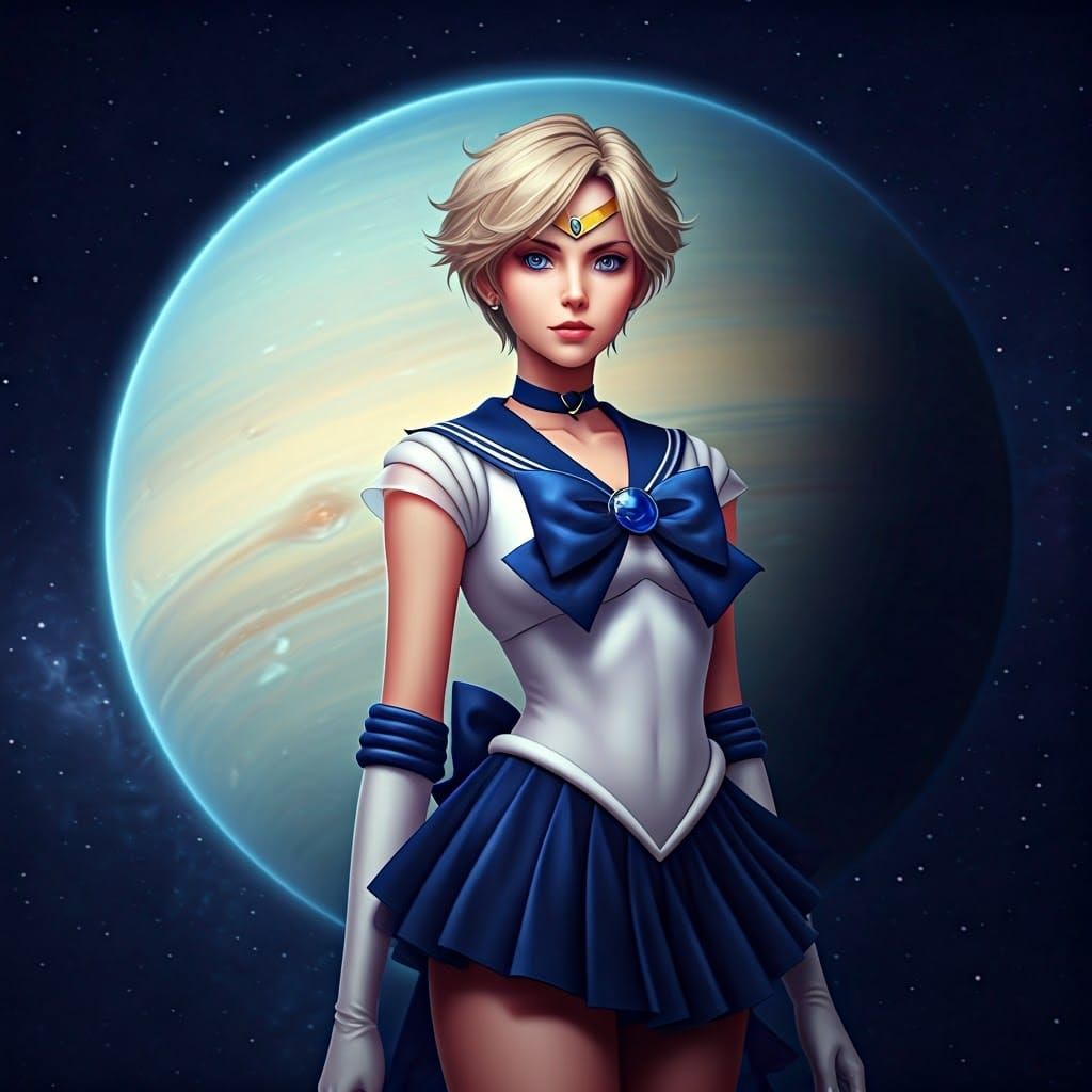 Ethereal Sailor Uranus Amidst Uranus' Celestial Beauty