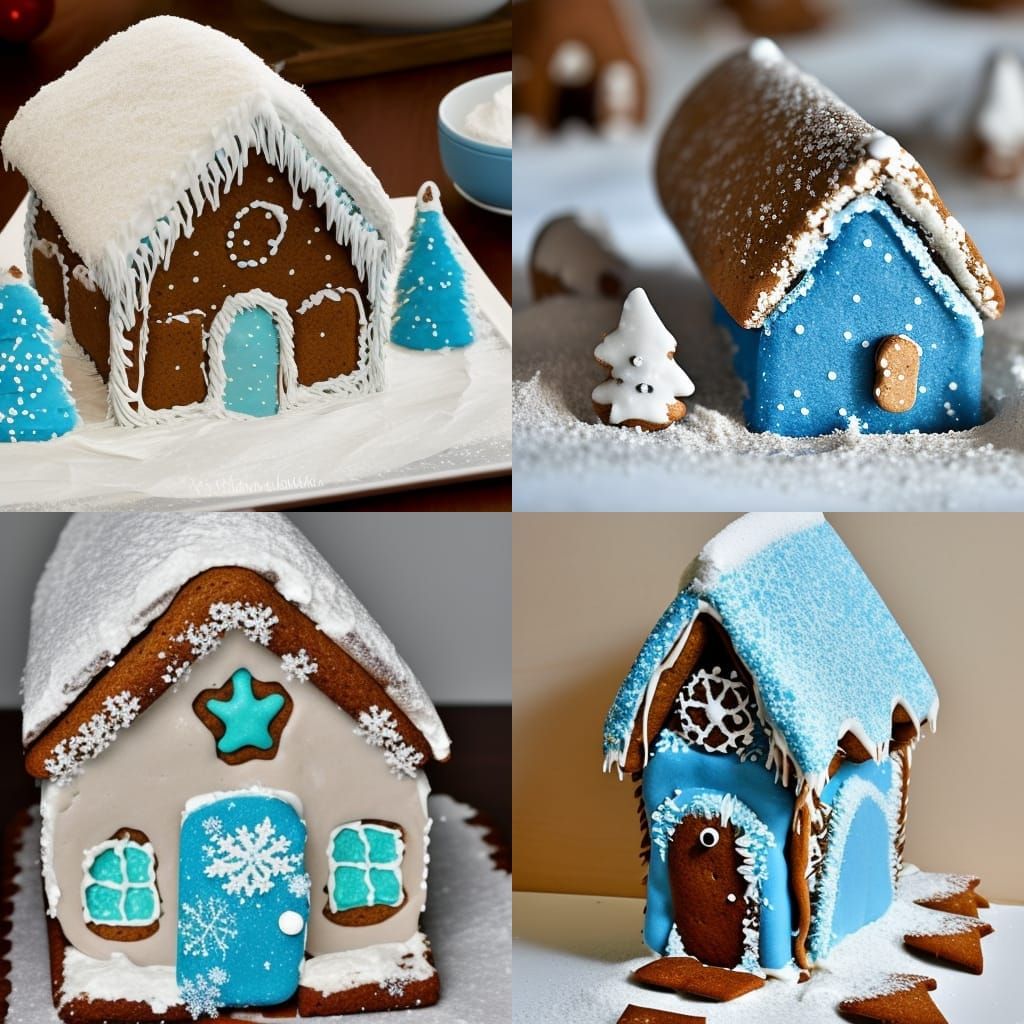 Gingerbread House with Astral Glow, Mixed Media Illustration
