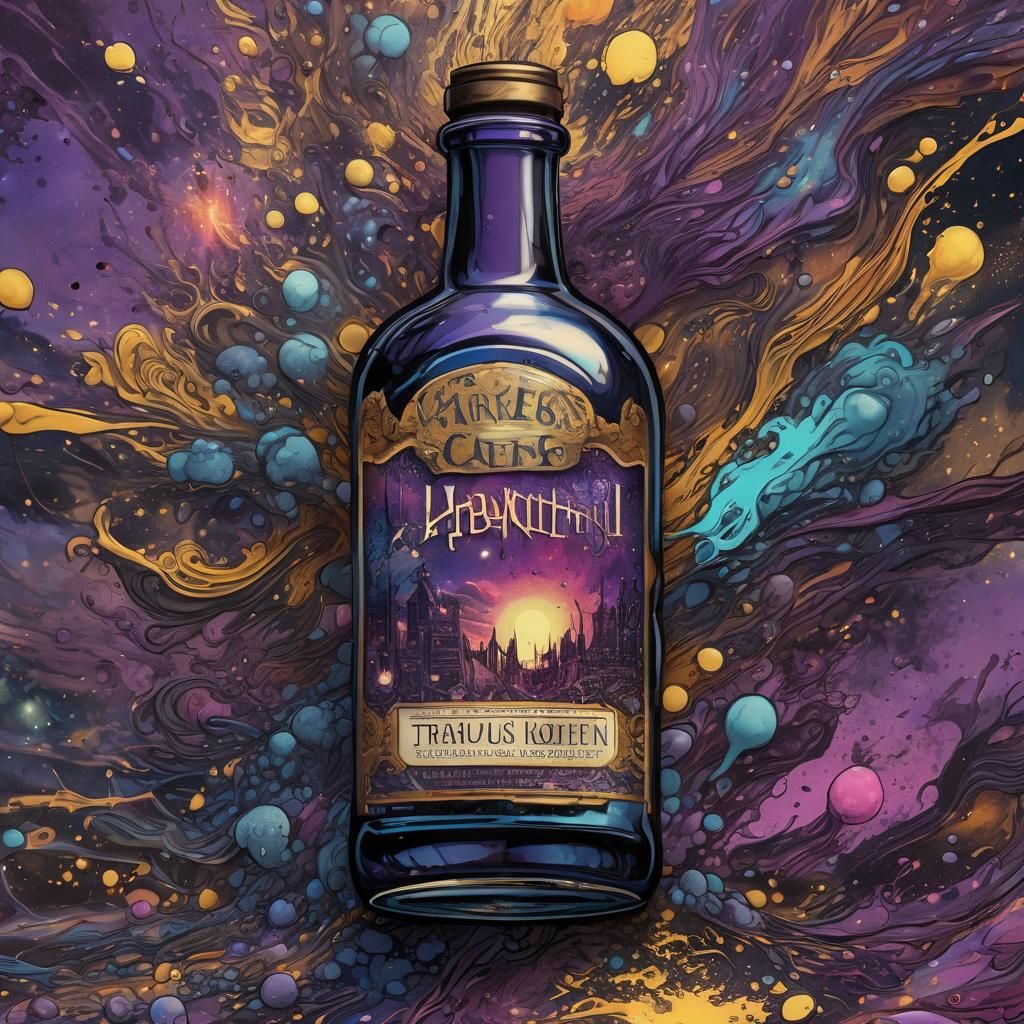 Otherworldly Being Finds Glowing Ink in Neon Splash Art