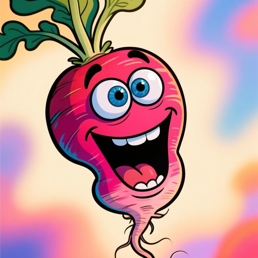 Hysterical radish with googly eyes