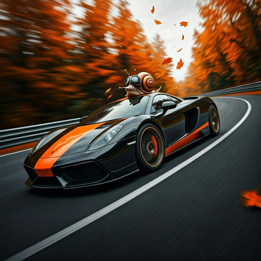 Supercar Snail Race: A Contemporary Realism Painting