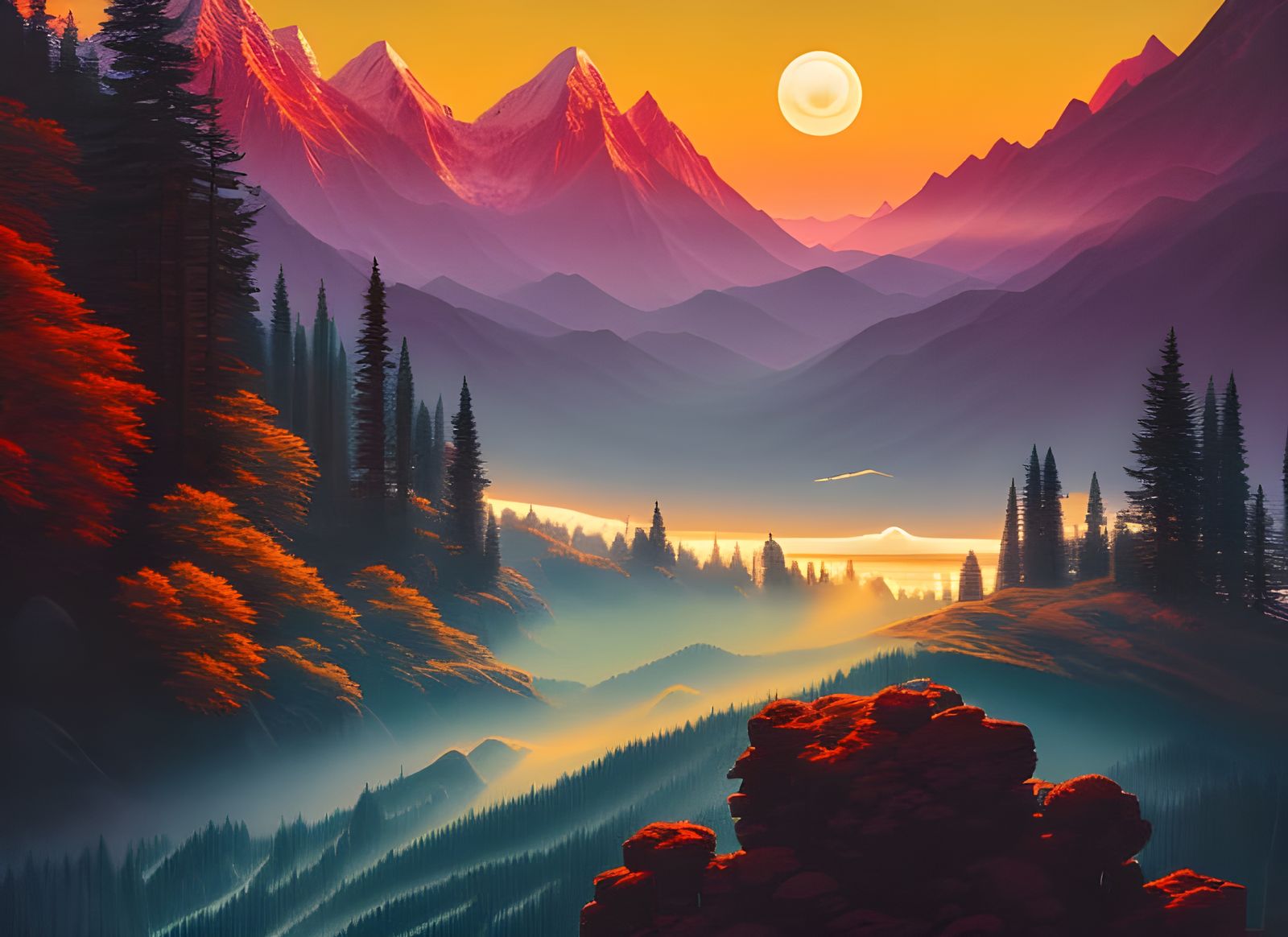 Alps Fireball: Hyperdetailed Digital Illustration