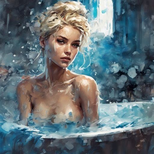 Beautiful Tatar Girl Taking Bath as Splash Art