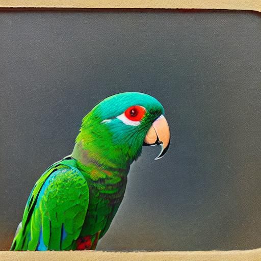 Parrot Smoking Cigar in Daguerreotype Style