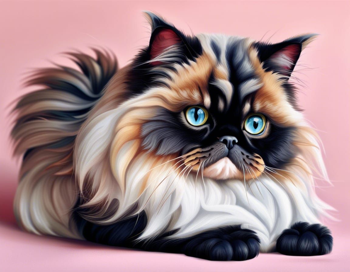 Hyperrealistic Portrait of a Beautiful Persian Cat
