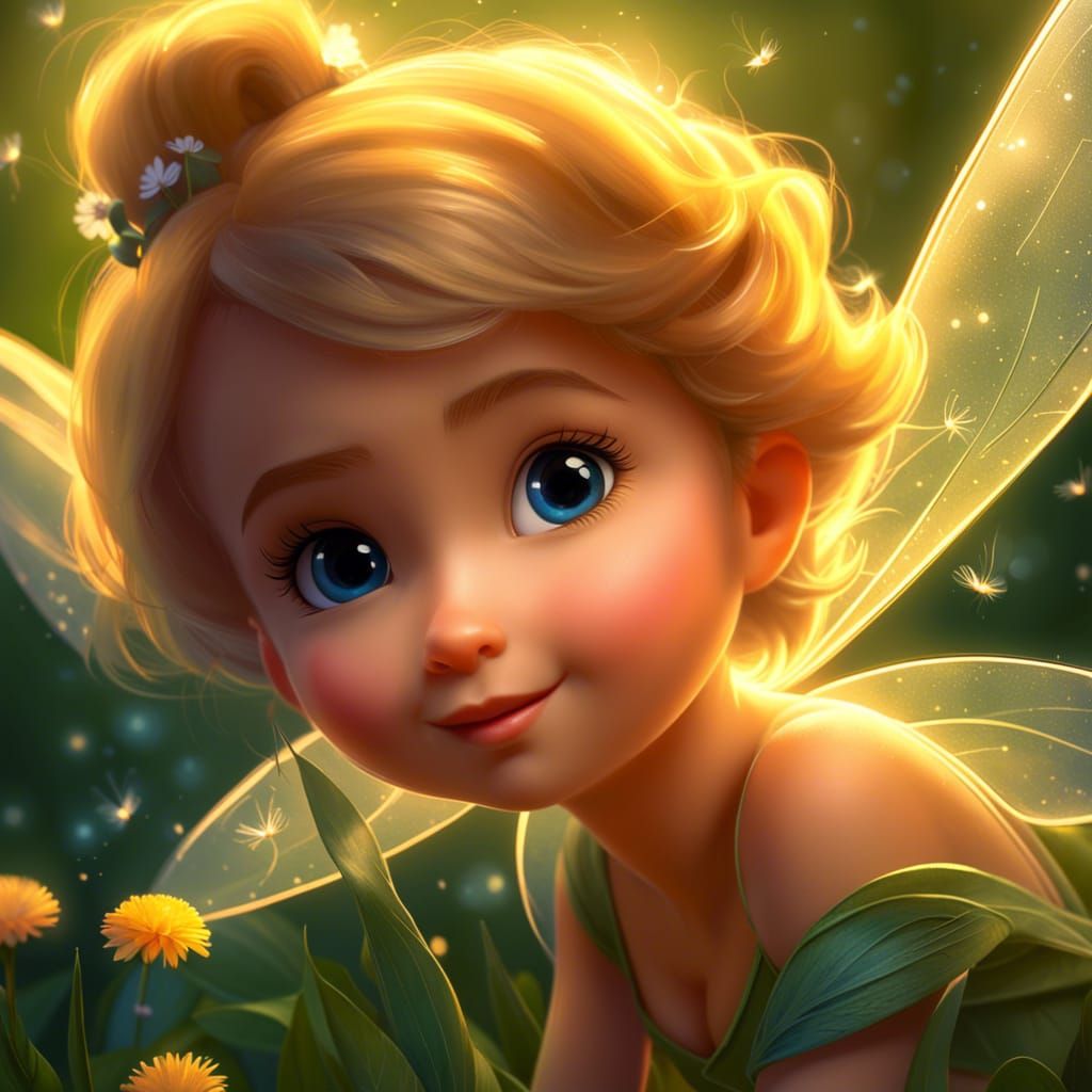 Cute Tinkerbell Bee in Disney Pixar Style
