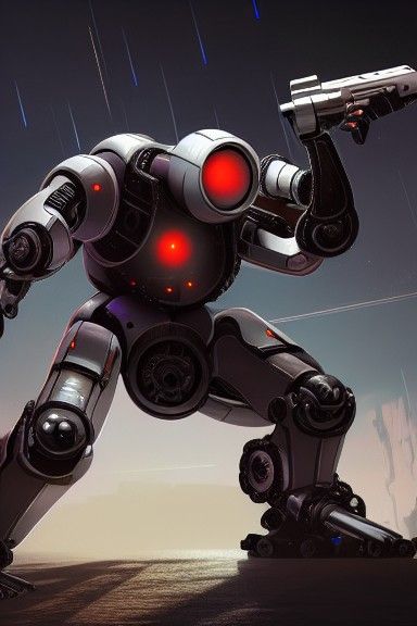 Sci-Fi Robot with Gun in 8K Resolution
