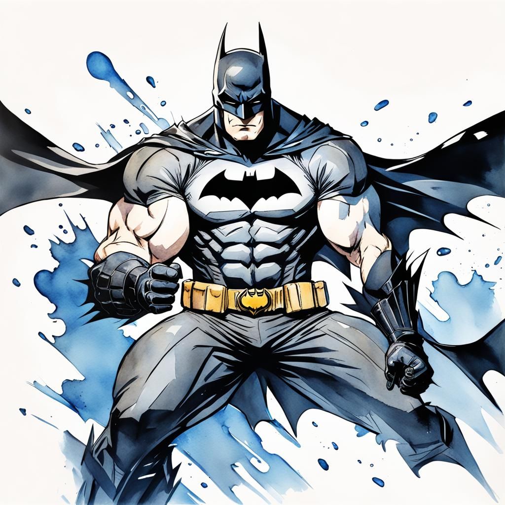 Batman's Midlife Crisis in Watercolor Manga Style