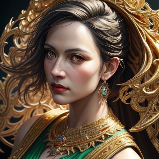 Vibrant Cinematic Portrait with Gold Jewelry