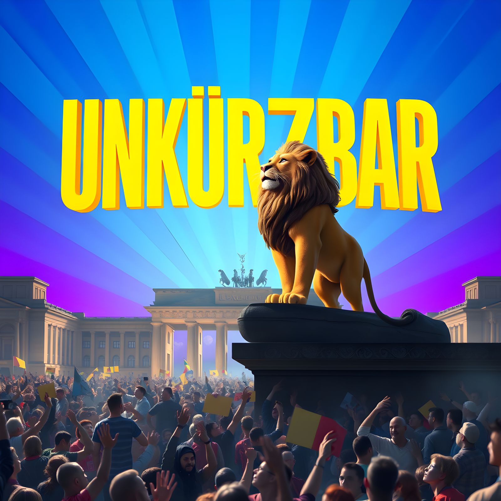 Simba's Powerful Message in Berlin, 3D Digital Art