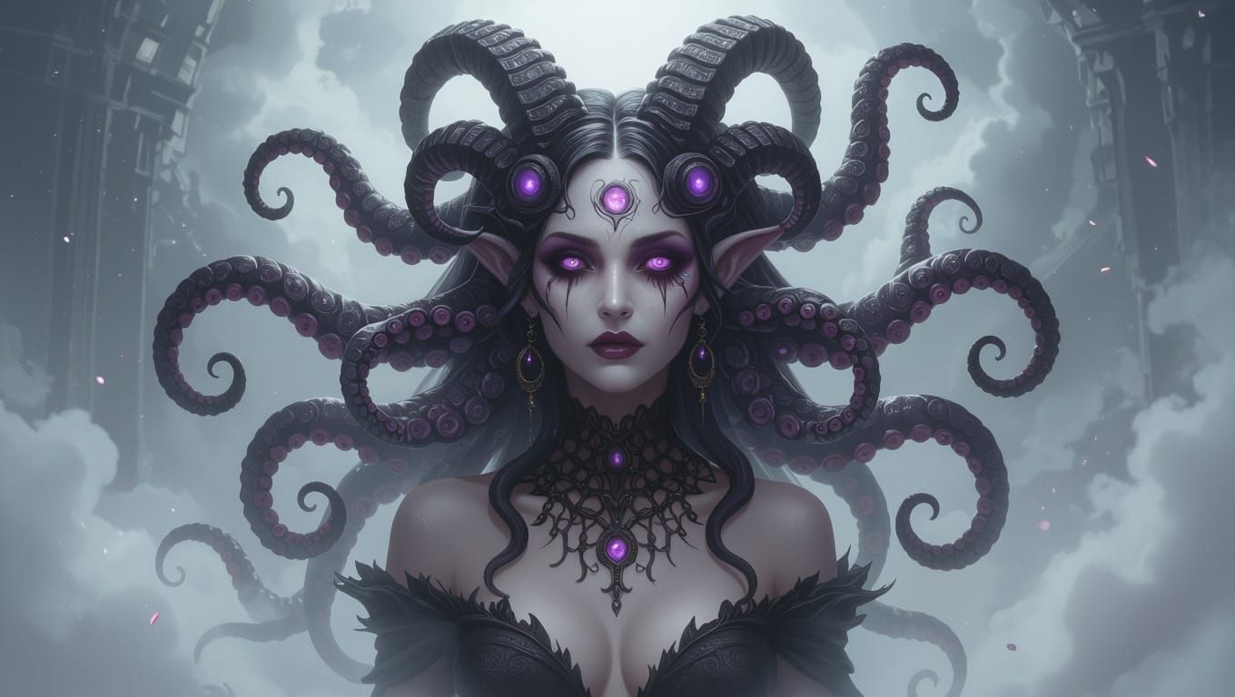 Lovecraftian Mother of Tentacled Horrors in Cosmic Holograph...