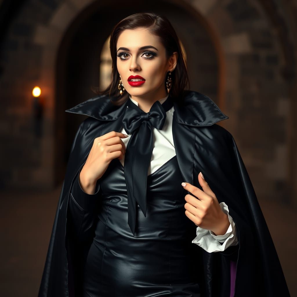 Elegant Vampire Countess in Black Tie Attire