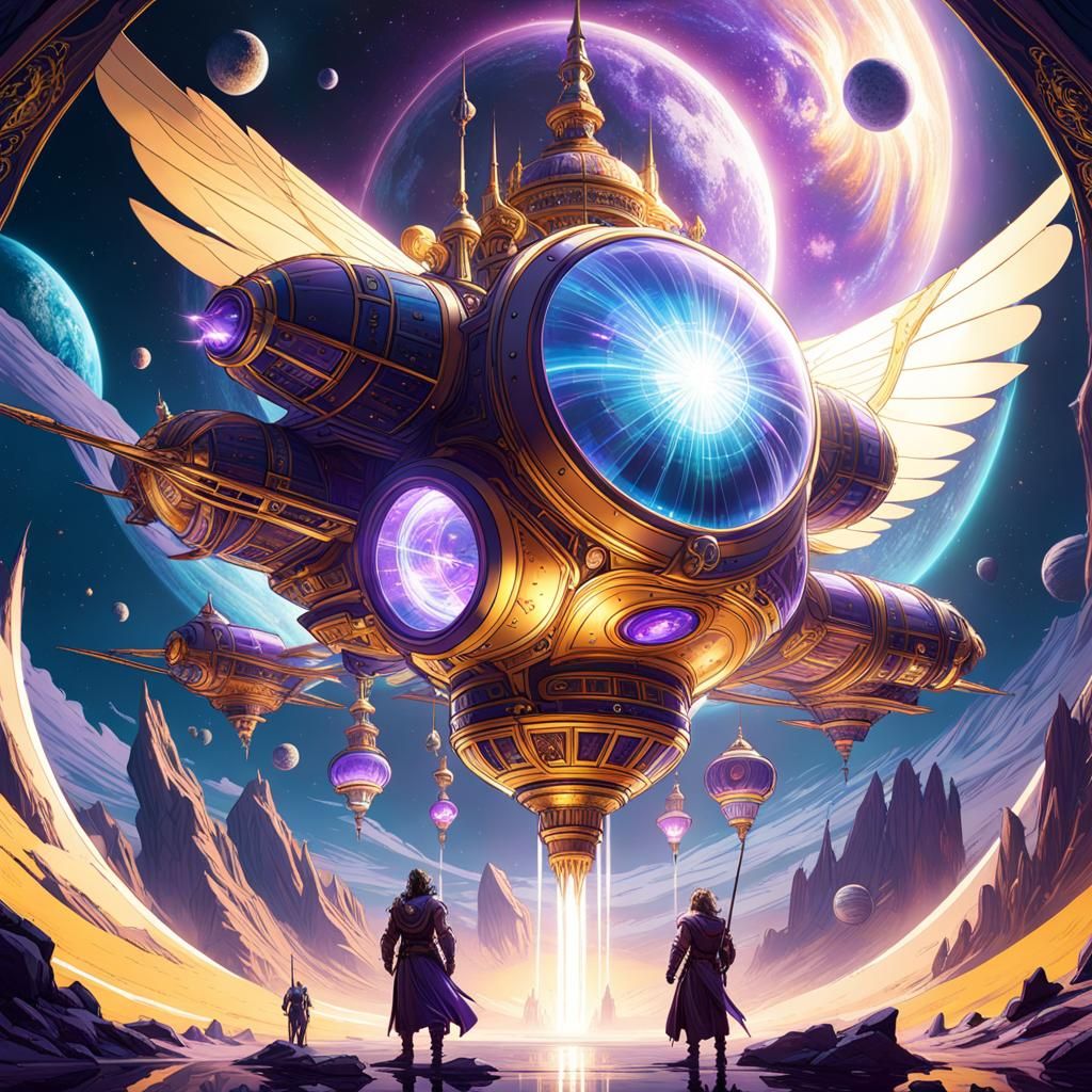 Dreamers Flying to Space: Dark Fantasy Concept Art