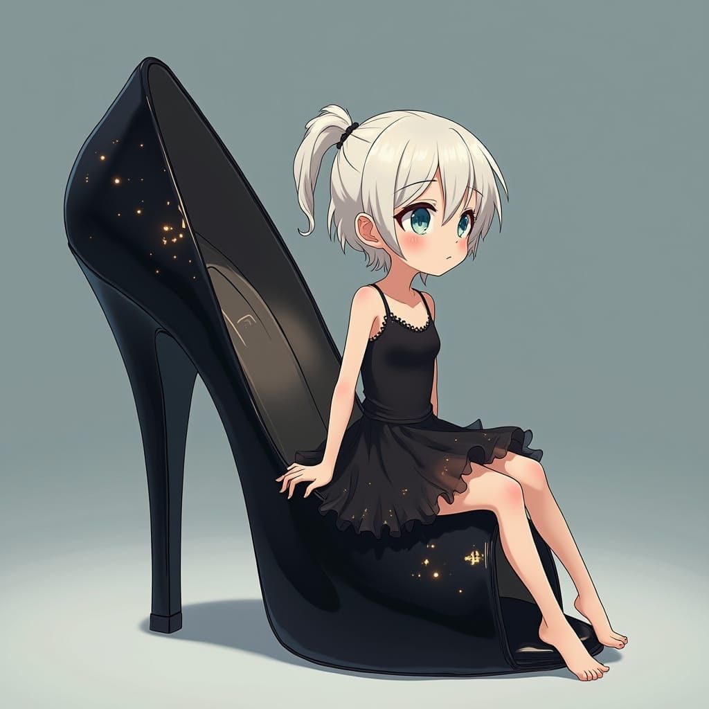 Tiny Girl on Giant Shoe, Anime Style