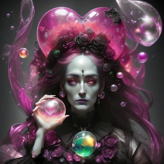 Whimsical Mystic Fortuneteller in Victorian Gothic Dreamscap...