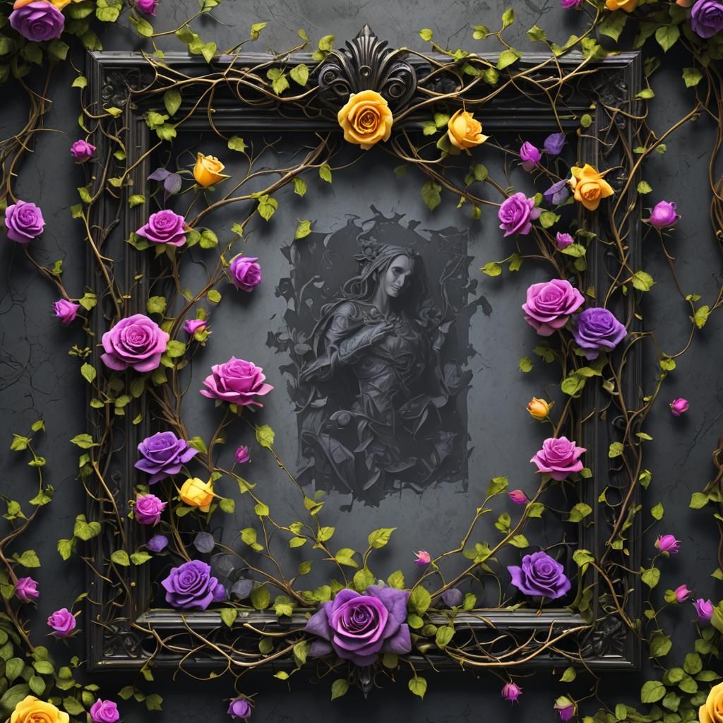 Gothic Rose Frame: Dark Fantasy Concept Art