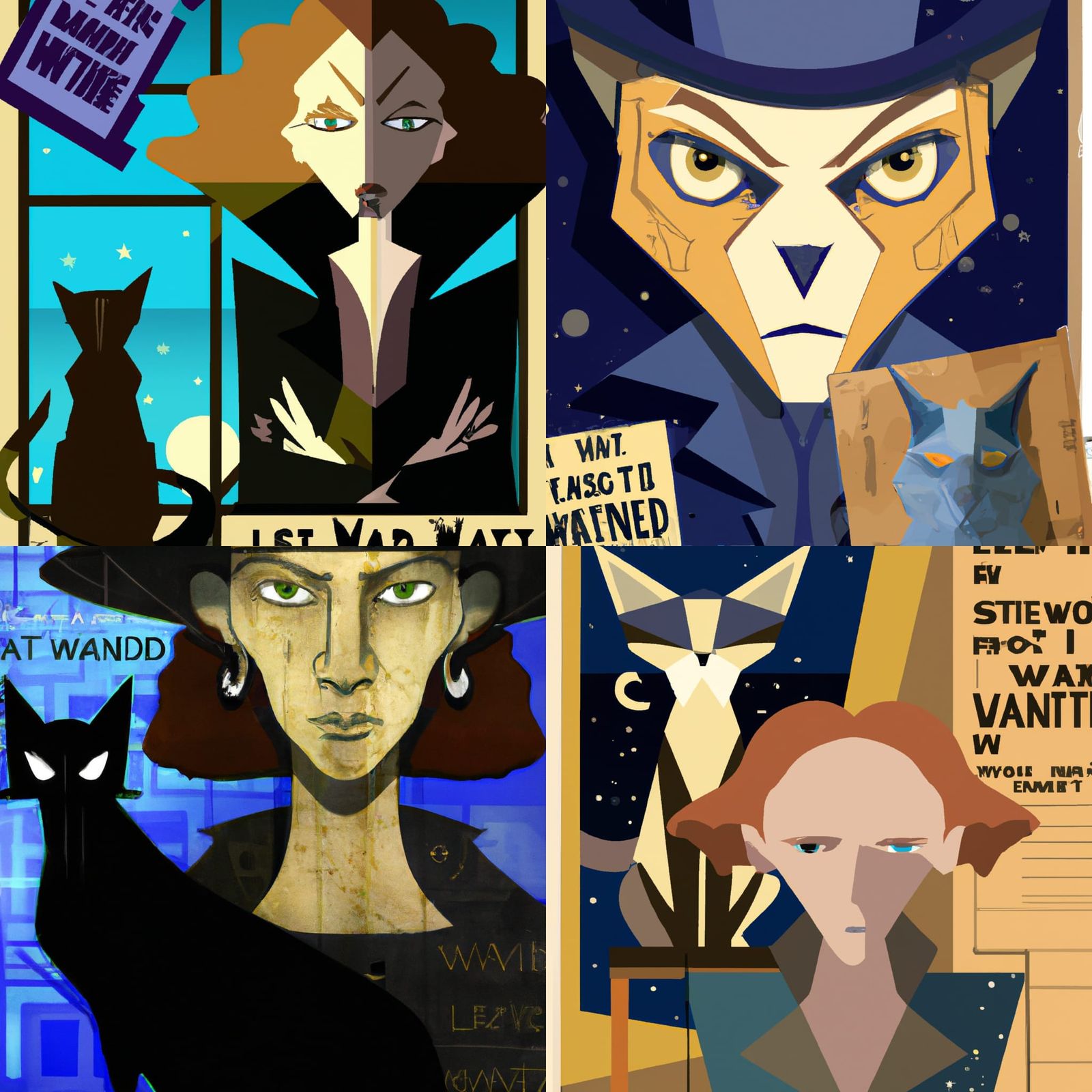 Detective Cat Contemplates Missing Girl in Cubist Style