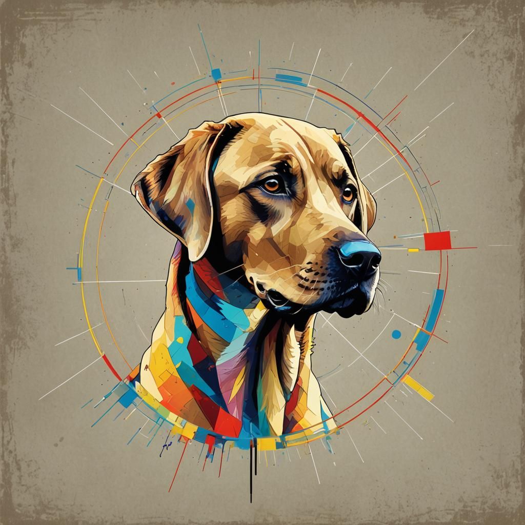 Pop Art Labrador in Geometric Bauhaus Style