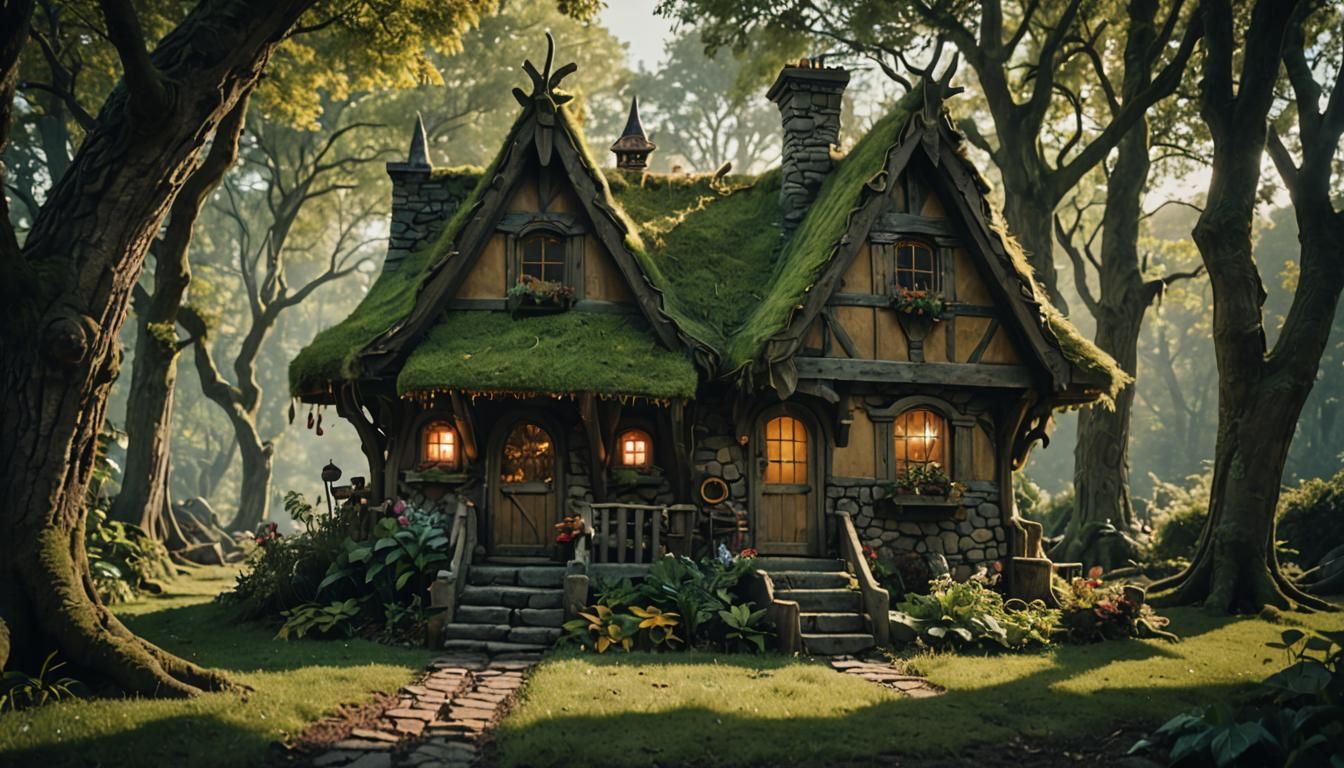 Dramatic Elven Cottage in Cinematic Style