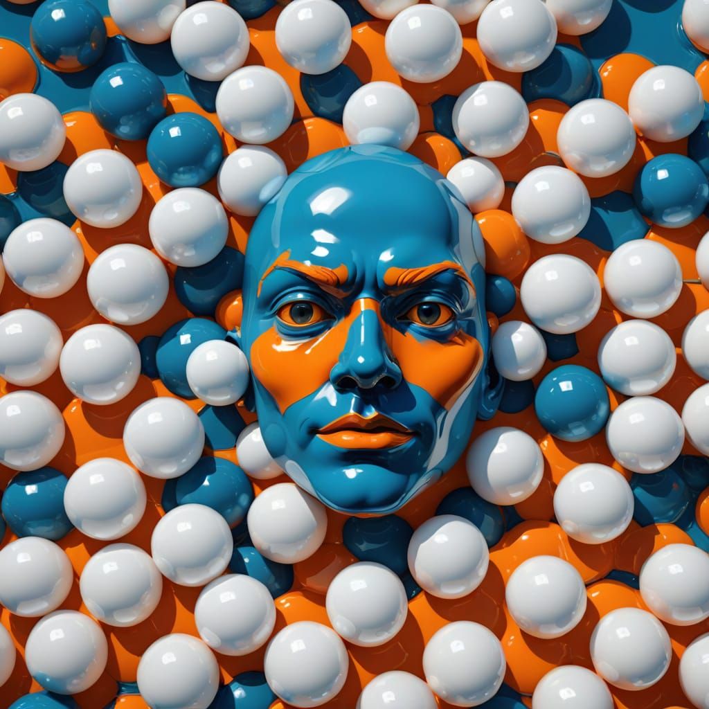 Grotesque Face Emerging in Vibrant Pop Art Style