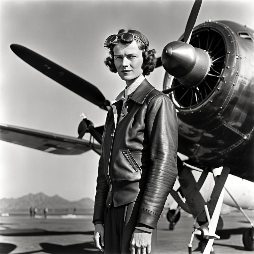 Amelia Earhart and Lockheed Electra Plane