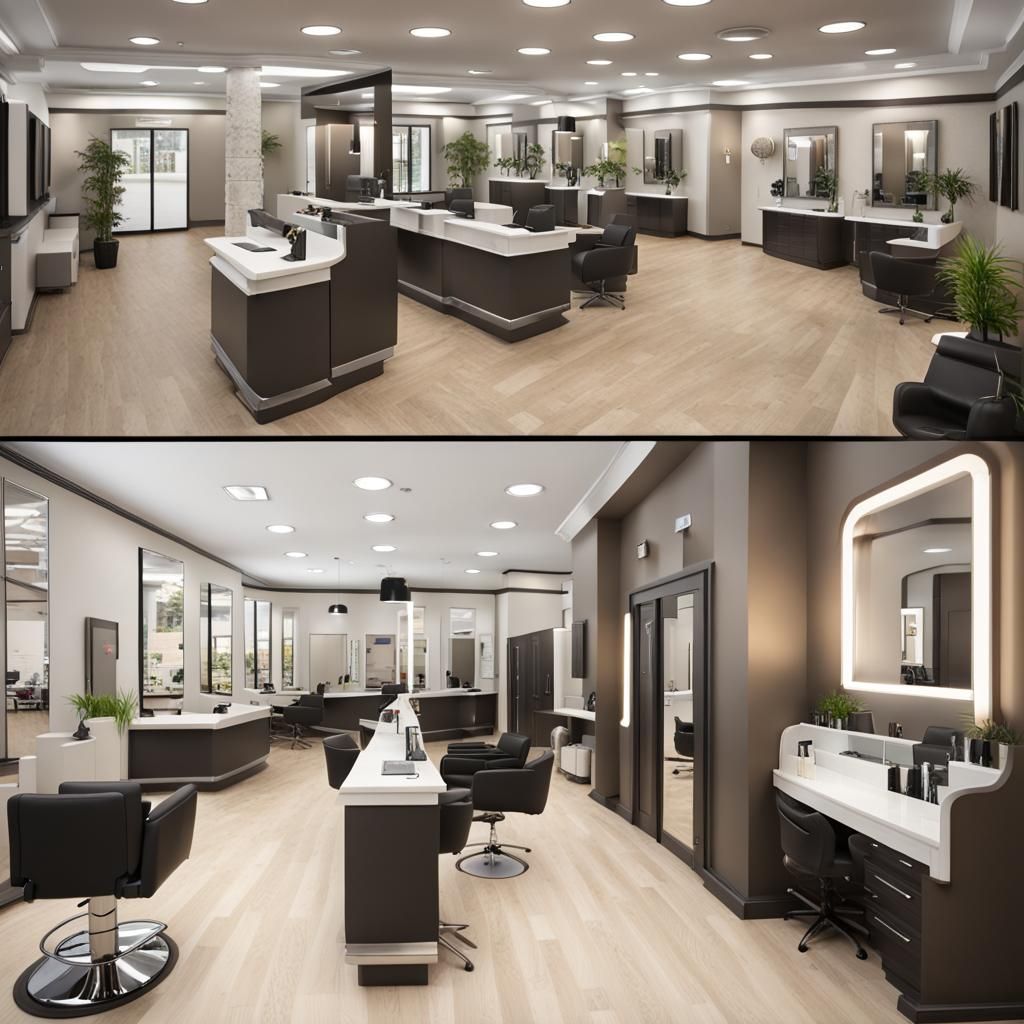 Realistic Nail and Hair Salon Interior in Matte Painting Sty...