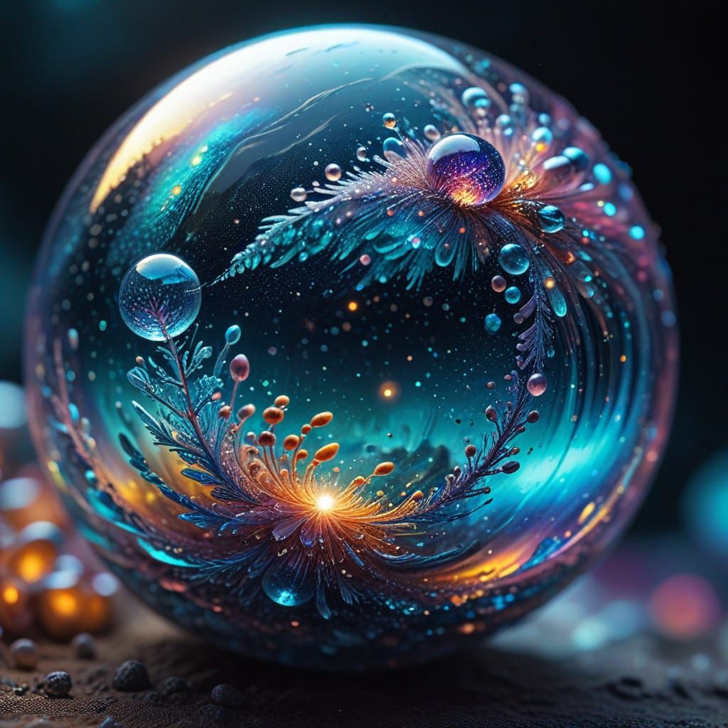 Sandblasted Glass Bead in Macro Photography Style