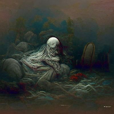 Eerie Forgotten Scene in Gothic Horror Style