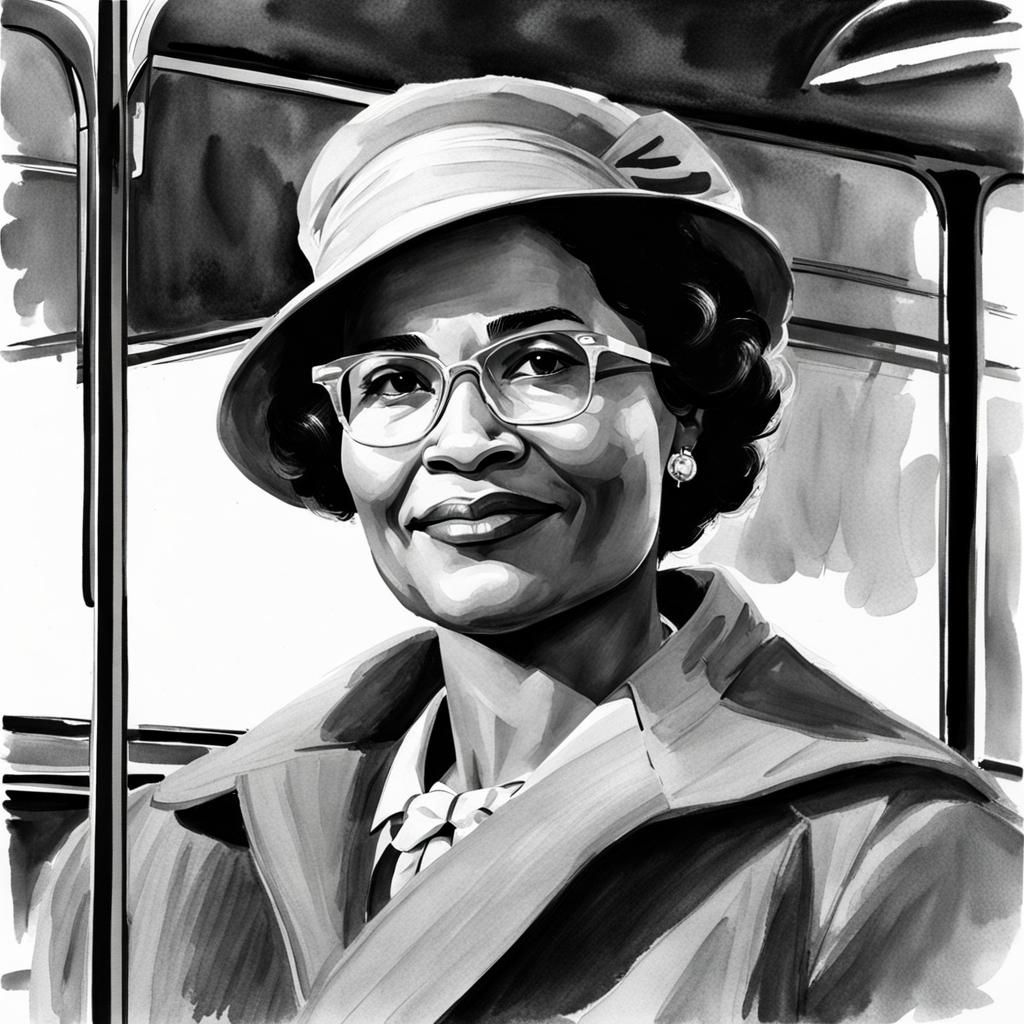 Rosa Parks Portrait in Watercolor Style