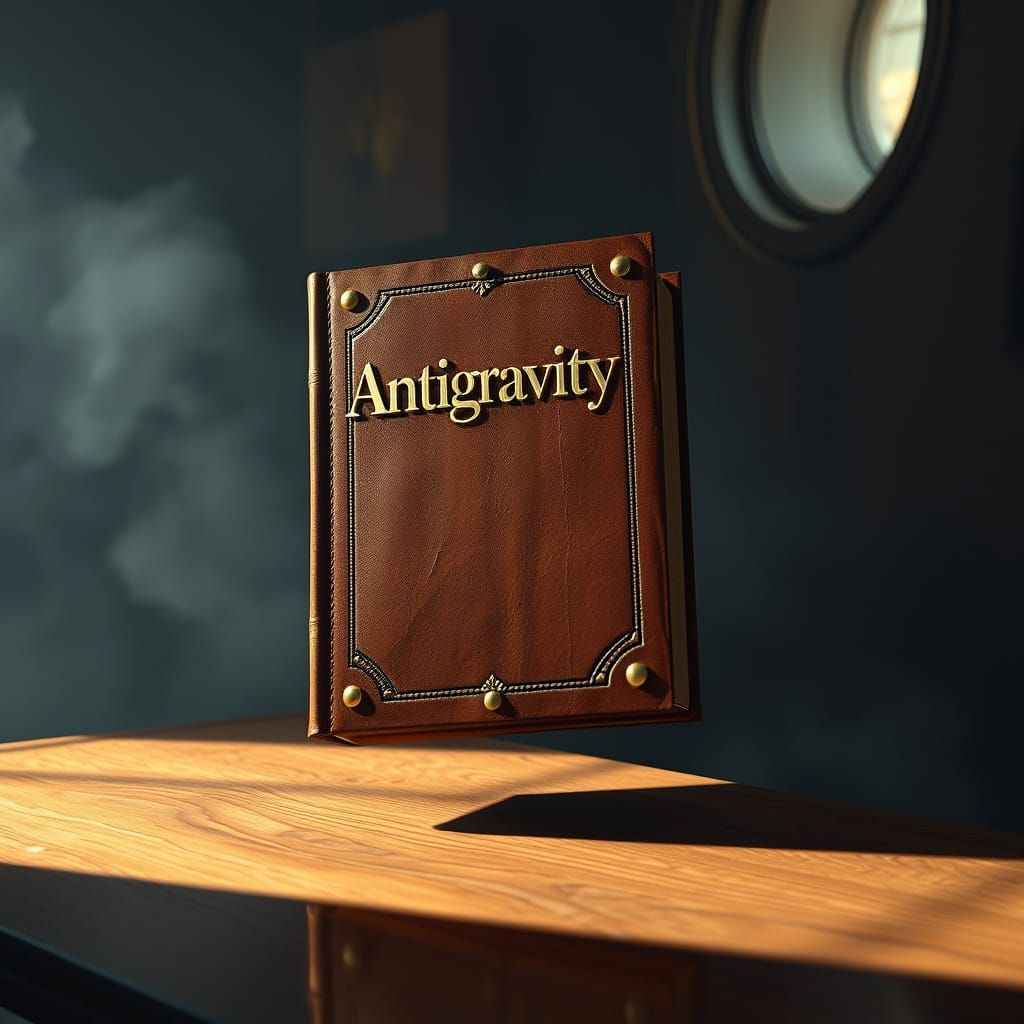 Mystical Leatherbound Book Floats in a Softly Lit Atmosphere