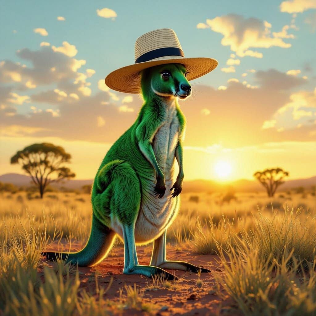 Emerald Kangaroo in Golden Hour Outback