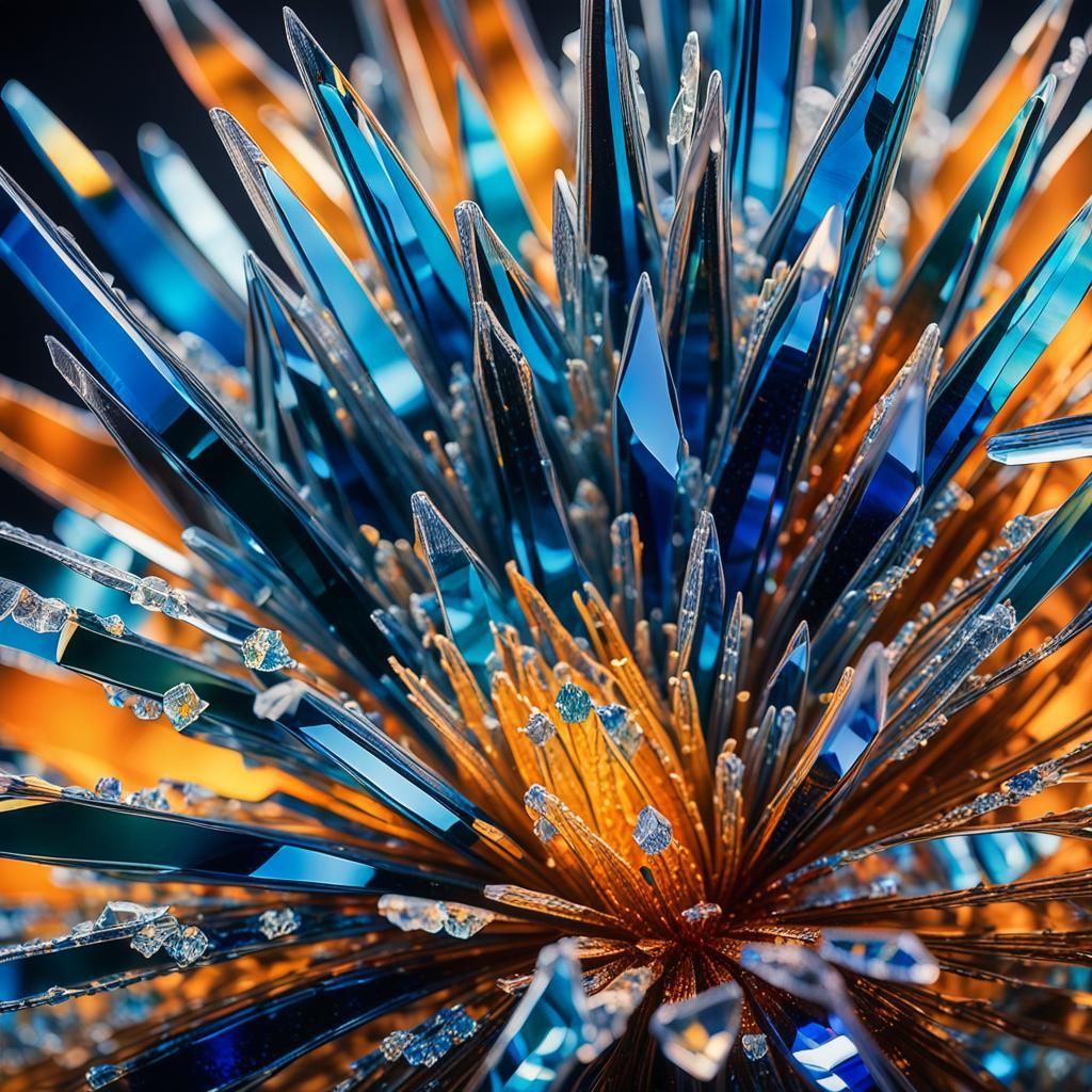Macro Flower Crystals on Tempered Glass in 8k
