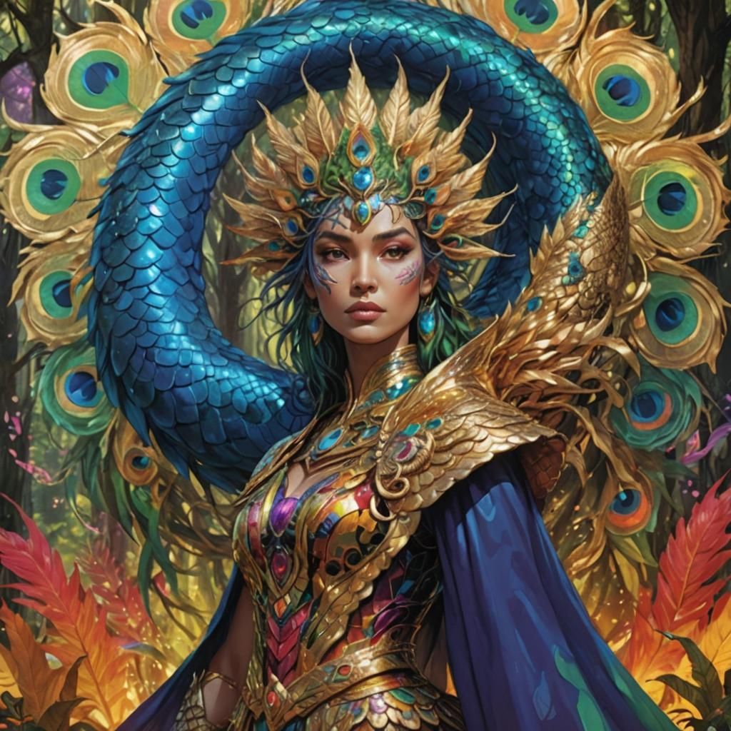 Mystical Serpent Woman in Comic Book Style
