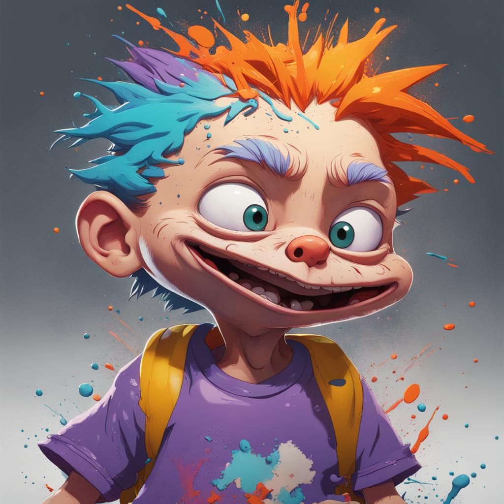 Splatter Paint Rugrats Portrait in 8K Resolution