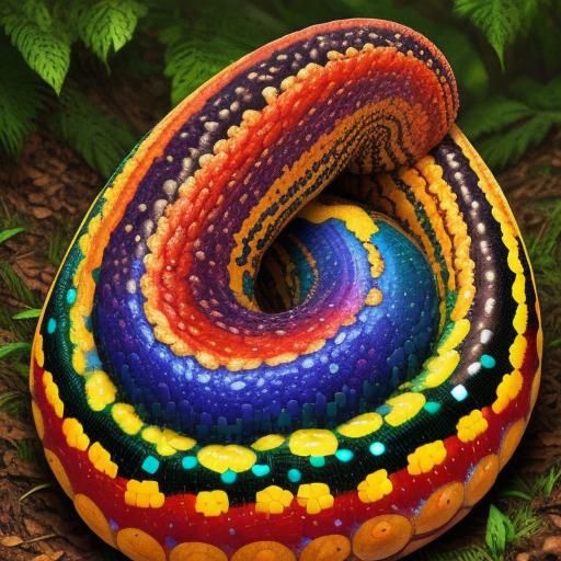 Colorful Slug Mosaic in Hyperreal Aesthetic