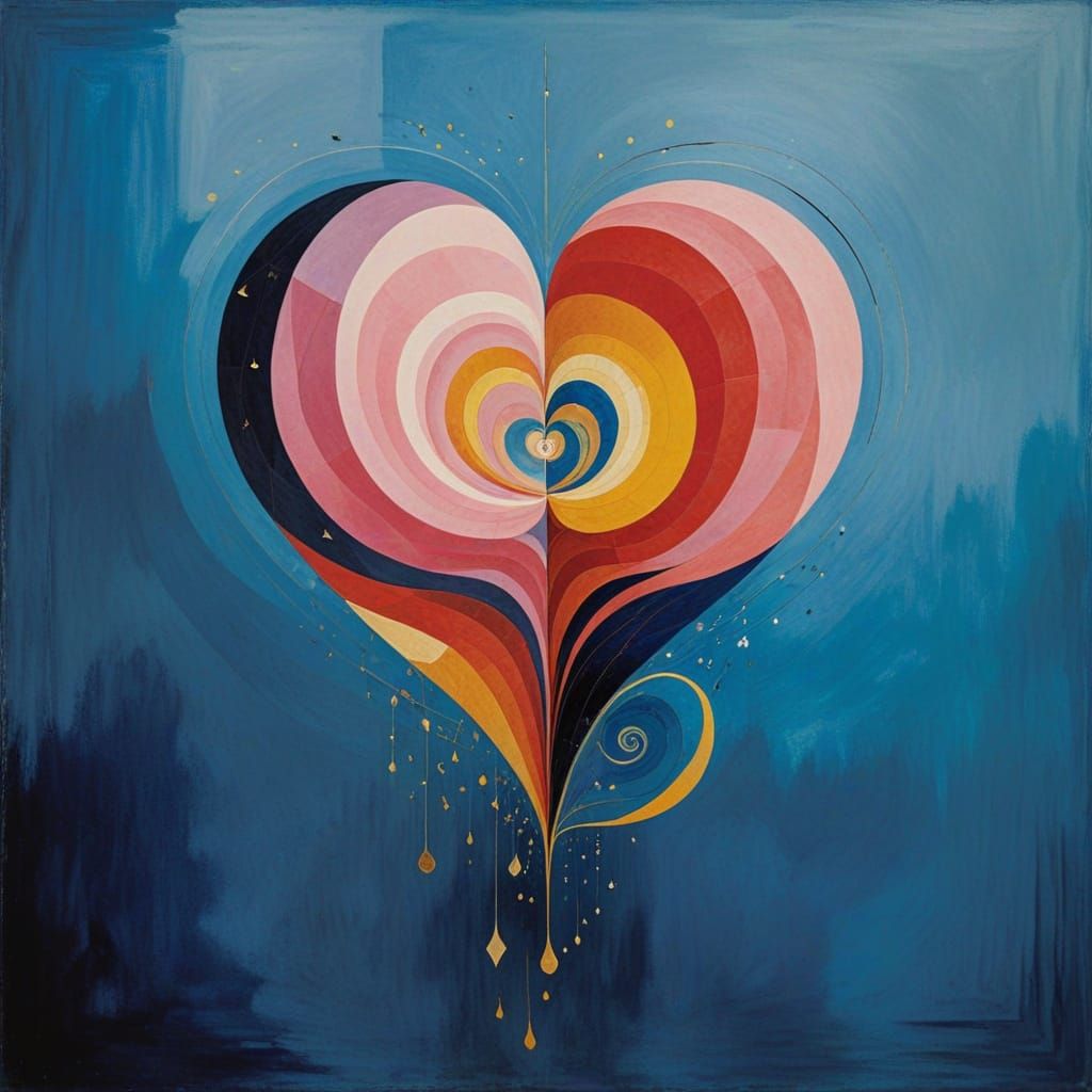 Ethereal Geometric Heart in Vibrant, Gradient Colors