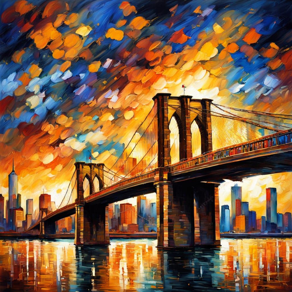 Brooklyn Bridge in Neo-Impressionist Style