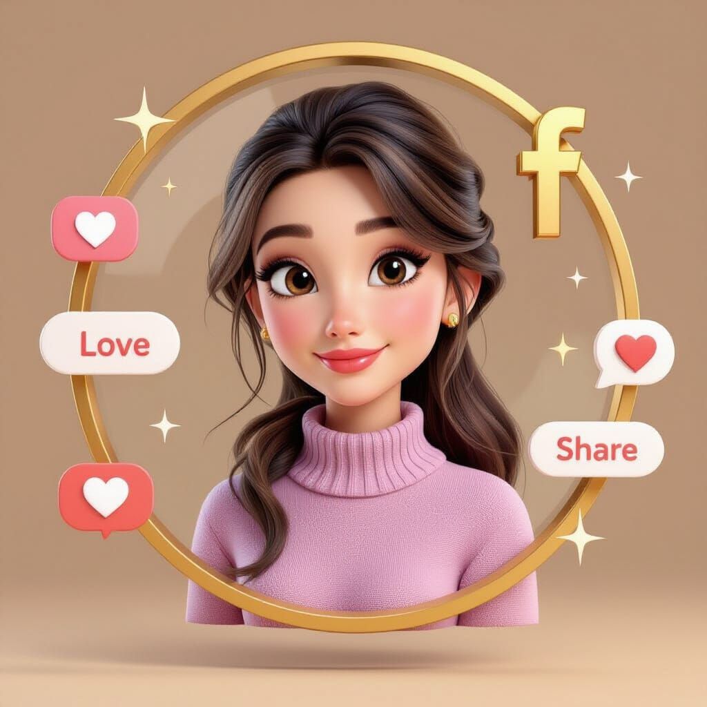 Pixar-Style Woman's Facebook Profile Portrait