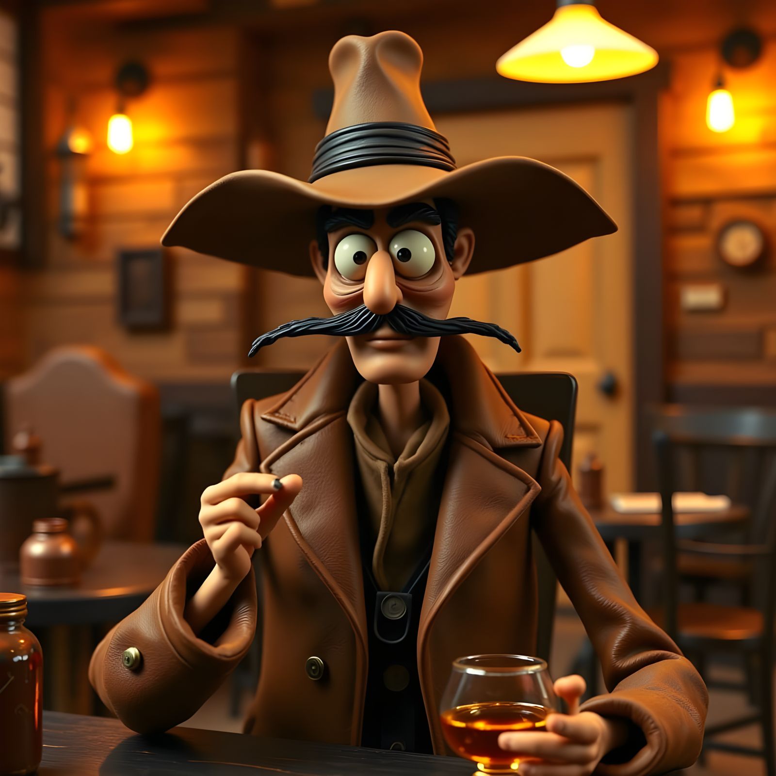 Claymation Cowboy in Old West Saloon
